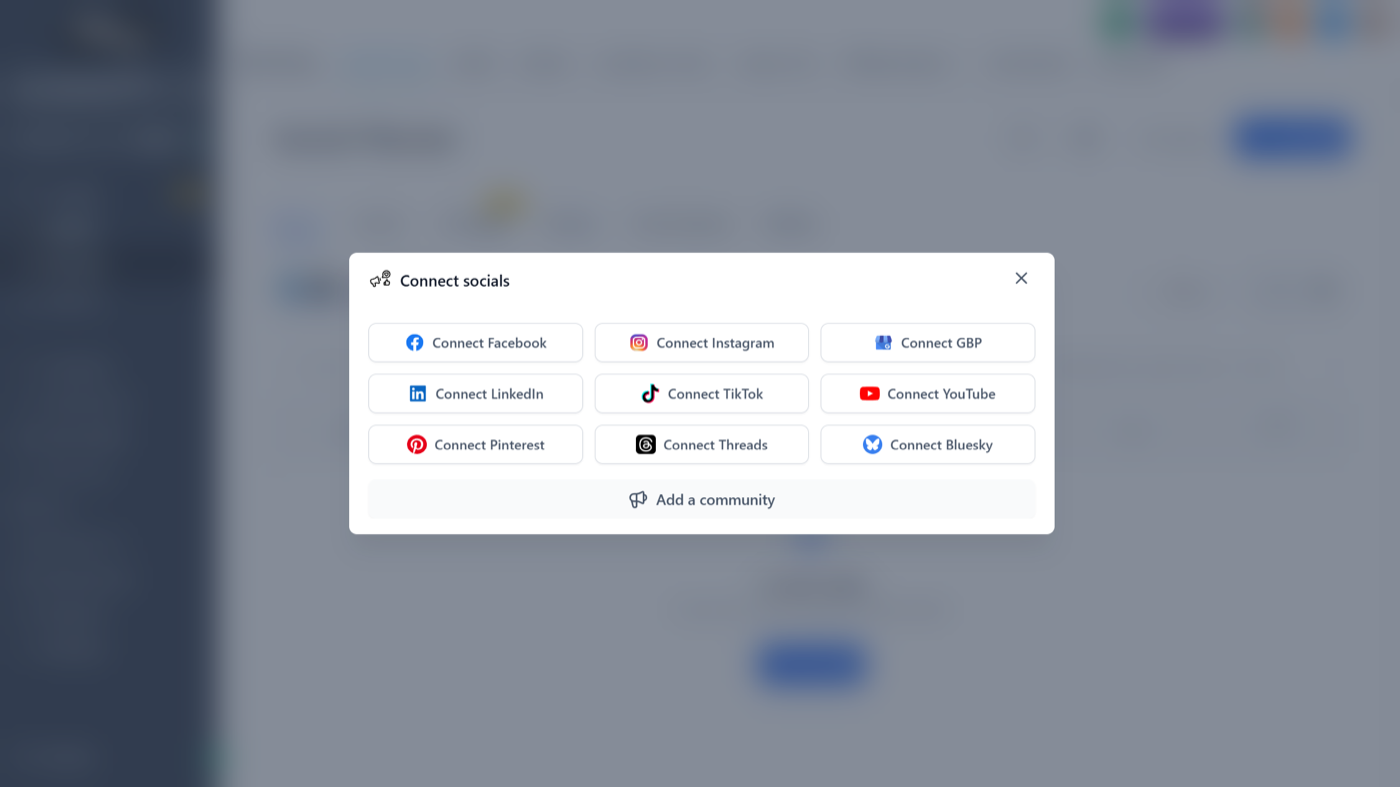 The list of social networks you can connect